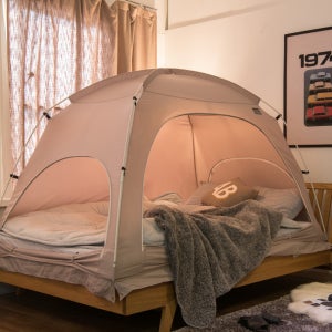 따수미 패브릭 난방텐트 S-PE폴 침대 방한 수면 돔 텐트 킹