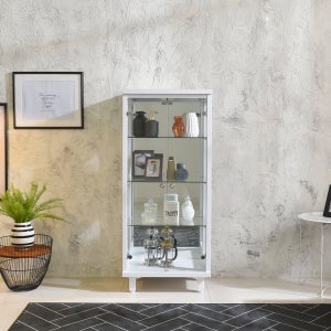 JUDY 장식장 위스키장 수납장 그릇장 건담 프라모델 피규어장 유리장 600 소, 화이트