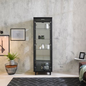 JUDY 장식장 위스키장 수납장 그릇장 건담 프라모델 피규어장 유리장 600 대, 블랙