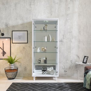 JUDY 장식장 위스키장 수납장 그릇장 건담 프라모델 피규어장 유리장 800 대, 화이트