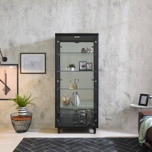 JUDY 장식장 위스키장 수납장 그릇장 건담 프라모델 피규어장 유리장 800 대, 블랙