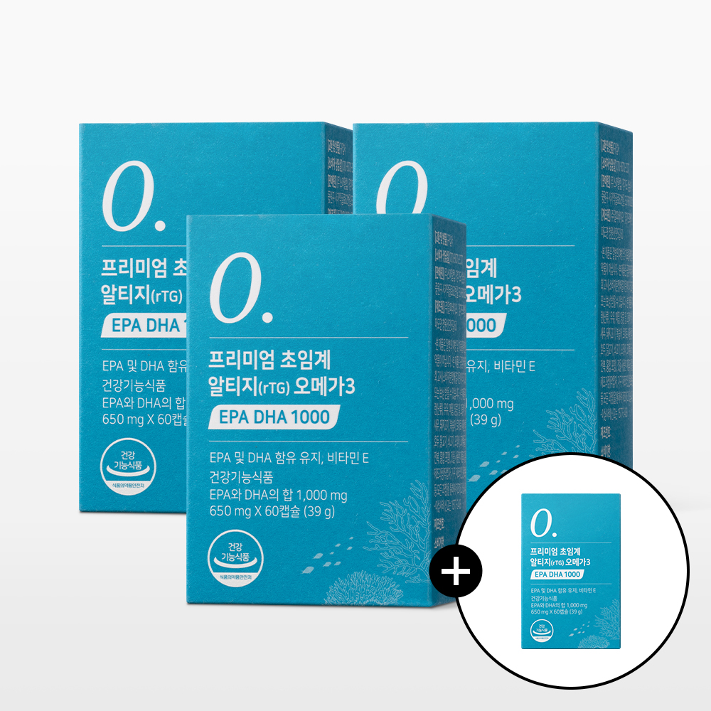 [3+1] 뉴트리모어 초임계 알티지 오메가3 <b>EPA</b> DHA 1000 임신 준비 부부 60캡슐, 4개