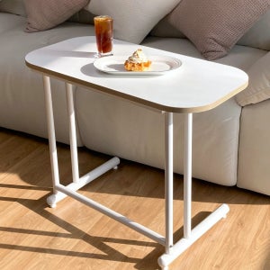 국산 높은 소파 사이드테이블 이동식 침대 보조 티테이블 거실 침실 책상겸테이블 타원형 800