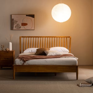 엠마 고무나무 원목 평상형 침대프레임 SS Q