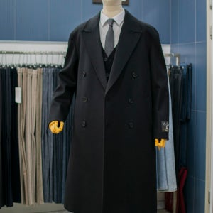 바쏘옴므 울 캐시미어 더블 버튼 남자 롱코트 블랙 WSZ4CD18