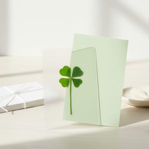 네잎클로버 코팅카드 투명1장 스프링 그린리프 에디션 Spring 네잎크로버