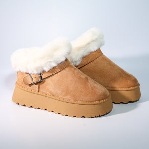 여성 겨울 털부츠 스웨이드 버클 통굽 키높이 방한화