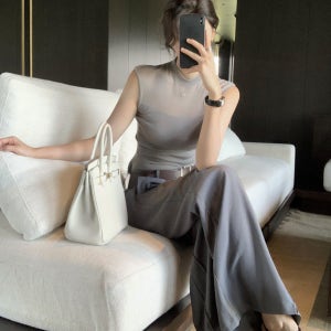 [국내배송] 하이엔드 클래식 그레이 와이드팬츠 S