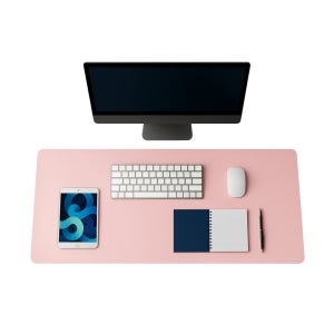원그리드 논슬립 가죽 데스크매트 책상 마우스 장패드 데스크패드 1200x600mm, 핑크