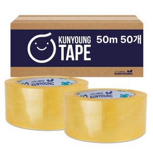 건영 박스테이프 OPP 택배 포장용 테이프 50개, 경포장 50m, 투명