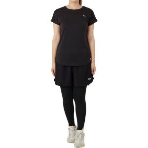 FILA 수륙 양용 피트니스 웨어 3점 세트 반소매 T셔츠+쇼트 팬츠+레깅스 UV컷율95%이상 속건 3리터