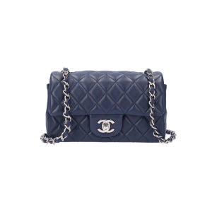 [새상품] 샤넬 A69900 미니 플랩백 램스킨 네이비 은장