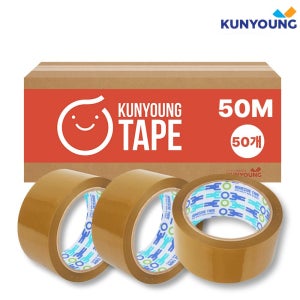 건영 박스 테이프 50M OPP 택배테이프 중포장 KYH3 50개, 48mmx50m, 황색