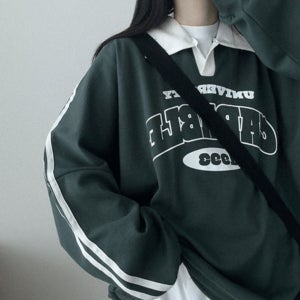 맨투맨 티셔츠 퍼블 카라 프린트 긴팔 박스 빅사이즈 면 기모