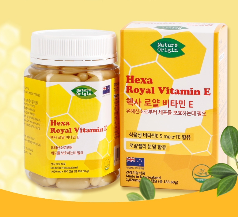 킹순이네 헥사<b>로얄 비타민E</b> 활성산소 세포보호 근육건강 영양제 1,020mgx180캡슐