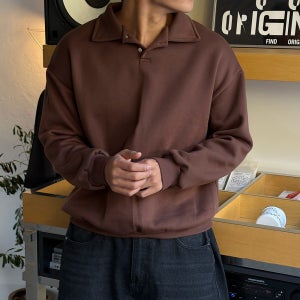 L-3XL 9color 기모 카라 오버핏 맨투맨 포멀 댄디 남자친구 데이트룩 스판 바이모노