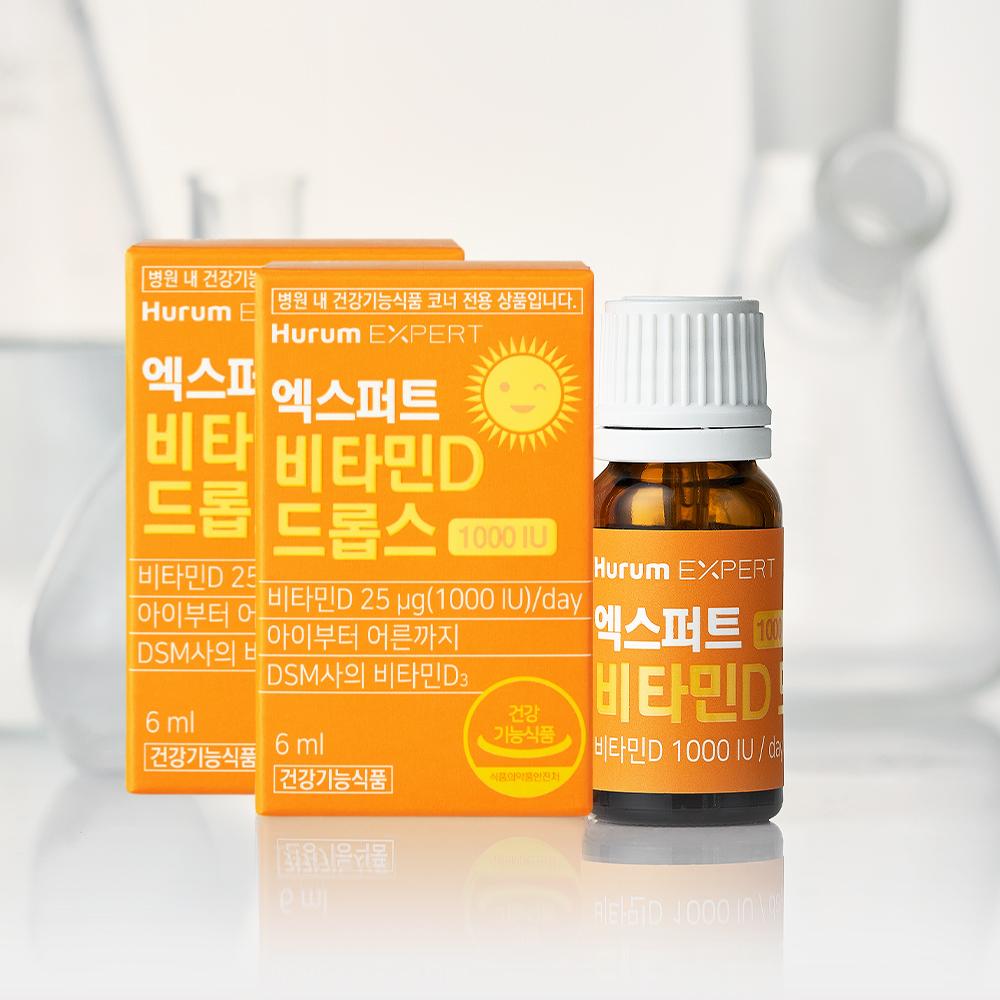 [병원입점] 엑스퍼트 <b>비타민D</b> 드롭스 1000IU 액상 D3 임산부 어린이 6ml, 2개