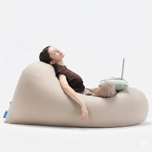 NEW 폴리몰리 LT201 그랜드 1인용 대형 빈백 소파 스판 안락 의자 쿠션 스톤베이지