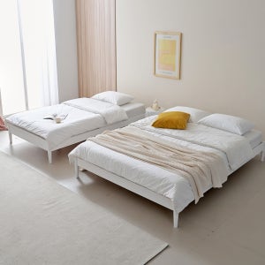 엠마 무헤드 침대프레임 고무나무 원목 평상형 SS Q