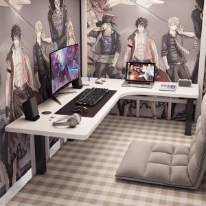 좌식 낮은 ㄱ자 데 데스크 테이블 게이밍 학생 흰색 코너 기역자 컴퓨터 대학생 책상 기숙사