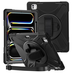 아이패드 프로 M5 13 케이스 범퍼 핸드 스트랩 라운드 아머 블랙, 프로 8세대 13 M5