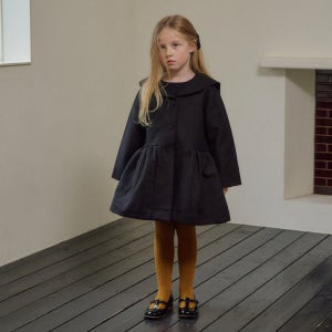 바로배송 여아 셔링 하프 코트 아기 유아 무지 카라 세일러 자켓 간절기 아우터 블랙 S