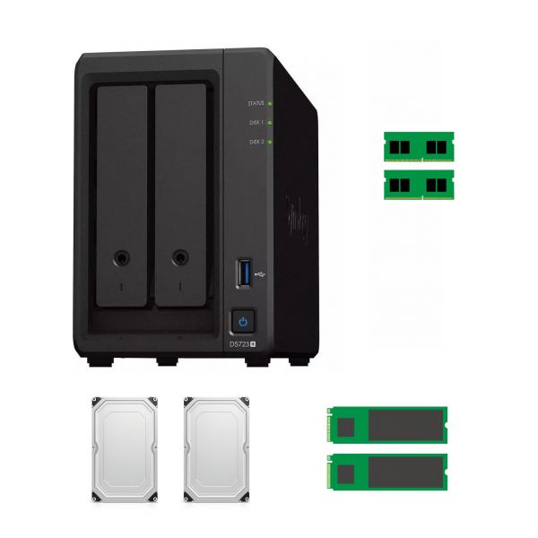시놀로지 디스크스테이션 DS723+ NAS +36TB HDD +1TB SSD 사전 설치 +4GB 램 업그레이드 DS723+