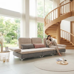 바이미 이지클린 아쿠아텍스 패브릭 모듈 코너 스윙 소파 sk 연그레이, 4인용