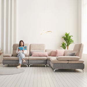 바이미 이지클린 아쿠아텍스 패브릭 모듈 코너 스윙 소파 sk 연그레이_그레이, 5인용