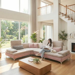 바이미 이지클린 아쿠아텍스 패브릭 모듈 코너 스윙 소파 sk 핑크, 5인용