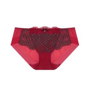 에블린 타탄체크 블린 헴팬티 BURGUNDY EBWQG1140M