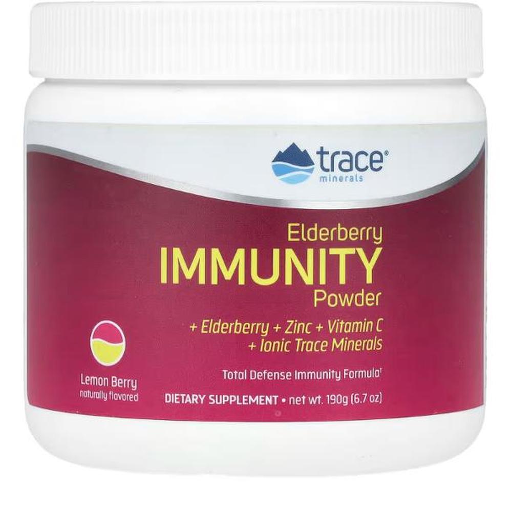 트레이스미네랄스 <b>엘더베리 이뮤니티 파우더</b> 레몬 베리 6.7 oz (190g)