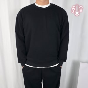 더핏 남성용 겨울 특기모 맨투맨 블랙 L