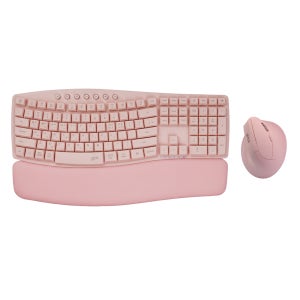 지클릭커 OFFICEPRO EMK200 인체공학 무선 키보드 마우스 세트 핑크