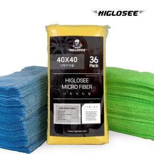 하이글로씨 극세사 세차타월 36매 드라잉 버핑 수건 세차용 차량용 옐로우