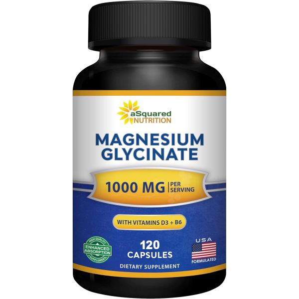 마그네슘 비타민 D3 <b>B6500mg</b>이 함유된 글리신산염 1000mg 마그 복합체 구미 파우더 교체 120캡슐