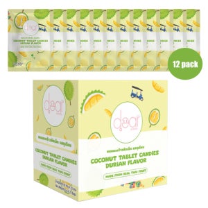 비건 코코넛 캔디 3가지맛 디어 식물성 태국 사무실간식 건강간식 두리안, 20g, 12개