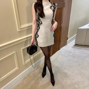 [Premium/FW] 핼리 블랙 레이스 캡소매 미니 원피스