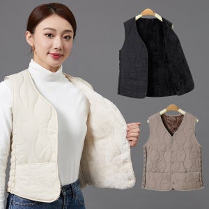 여성 경량 패딩 조끼 누빔 페이크 에코 퍼 베스트 김장 후리스 플리스 털조끼