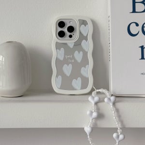 하트 미러 케이스 스트랩 폰케이스 화이트, 아이폰XR