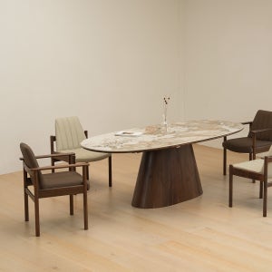 라미에스 르위스 월넛 호두나무 포세린 세라믹 식탁 2200mm, 트레노 세라믹 상판 / 내추럴 패턴