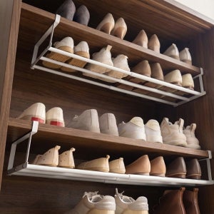 신발장 정리대 선반 현관 걸이형 길이조절 단 추가 다용도 슈즈렉