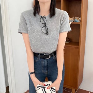 도톰 밍크기모 기본 반팔 티셔츠