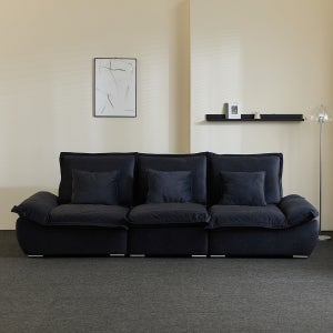 홈앤힐 포비 이지클린 구스 스윙 패브릭 소파 스툴미포함, 블랙네이비, 4인용