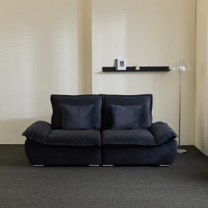 홈앤힐 포비 이지클린 구스 스윙 패브릭 소파 스툴미포함, 블랙네이비, 3인용