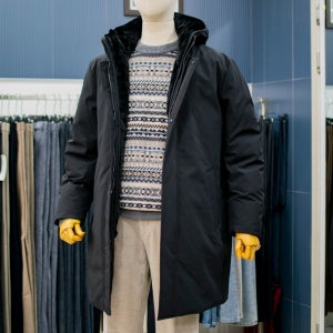 바쏘옴므 천연모피 후드 라이너 구스다운 남자 하프 점퍼 WSZ4UA54