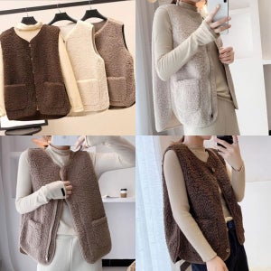 여성 지퍼/단추 뽀글이조끼