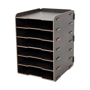 올지 우드 세로 서류보관함 A4 문서 파일 정리 6단, 다크브라운