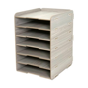 올지 우드 세로 서류보관함 A4 문서 파일 정리 6단, 그레이