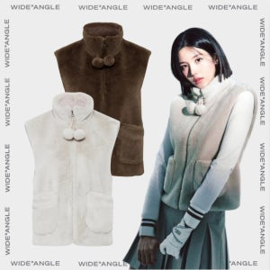 와이드앵글 여성골프웨어 여자골프조끼 여자골프퍼베스트 페이크 퍼 베스트 WWW25671